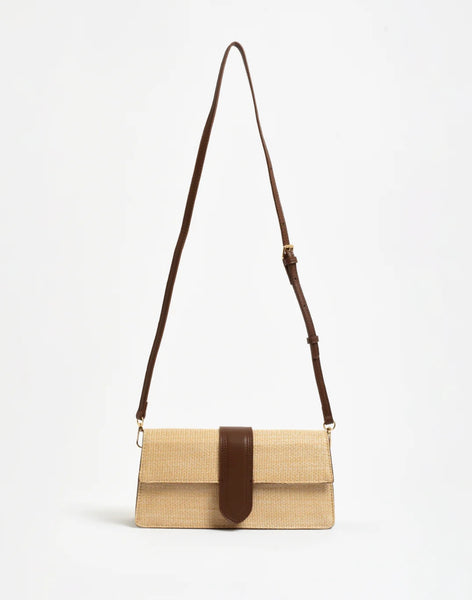 Woven Fold Over  Bag-Natural