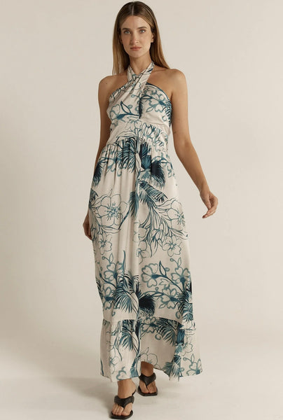 Solstice Palms Halter Dress - Palm Print