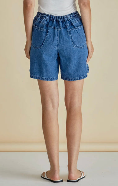 Breeze Relaxed Denim Shorts - Dark Blue