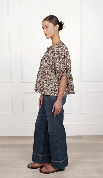 Nadia Tie Front Top Leopard