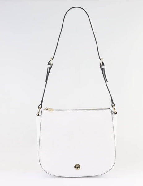 Ingrid pebbled leather shoulder bag white