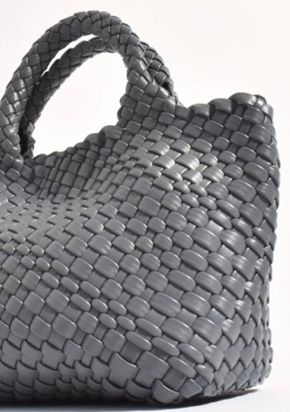 Lilah Woven Mini Tote-Grey
