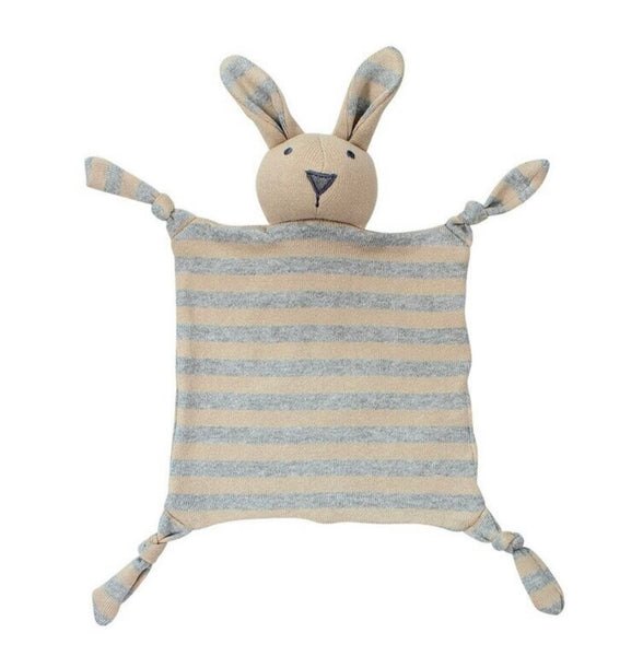 Little Bunny Comforter - Soft Cotton Knitted Toy with Gentle Rattle Sound