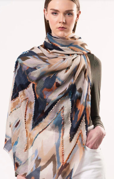 Sienna Wool Embroidery Scarf