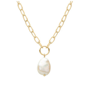 Aphrodite Goddess Pearl Drop Necklace 18kt plate