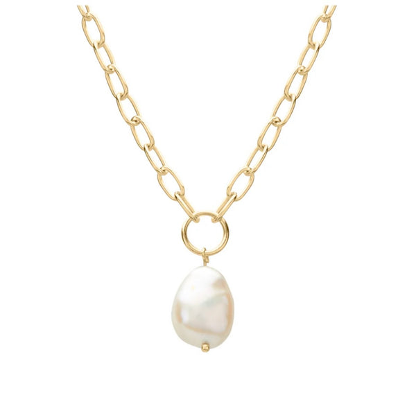 Aphrodite Goddess Pearl Drop Necklace 18kt plate