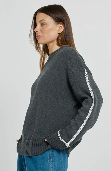 Contrast Stitch Sweater - Charcoal