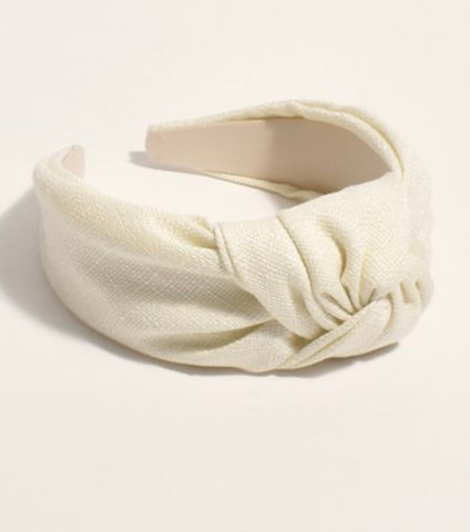 Fabric Knot Headband-Cream