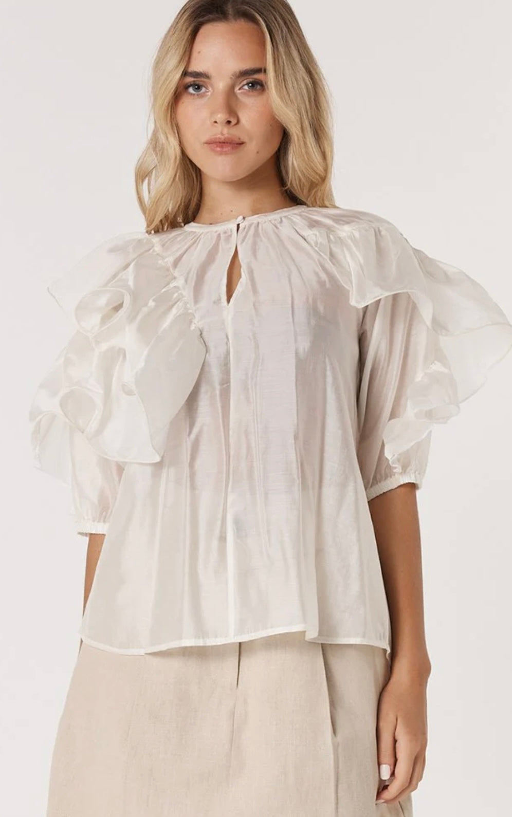 Celeste Ruffled Blouse - Ivory