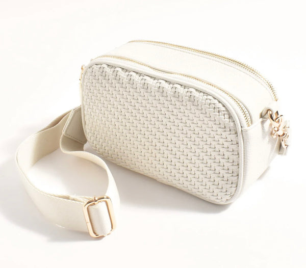 Percy Weave Crossbody Bag-Cream