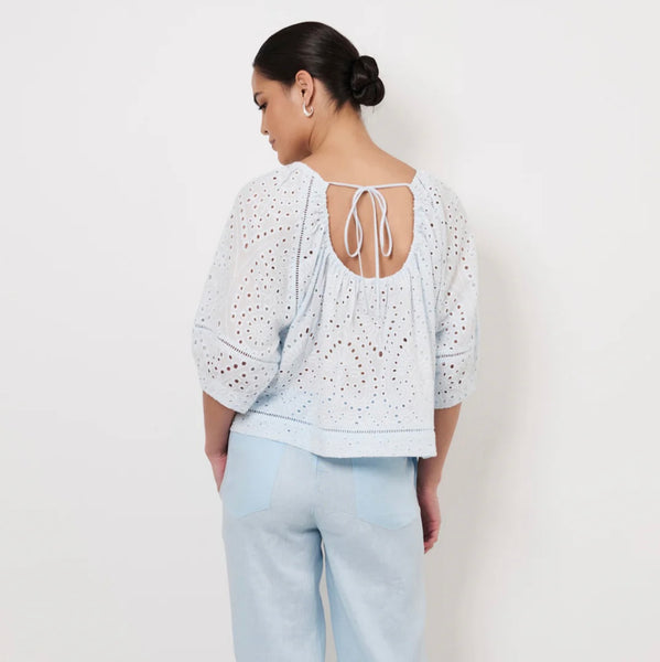 Pascoe Broderie Anglaise Top-Light Blue
