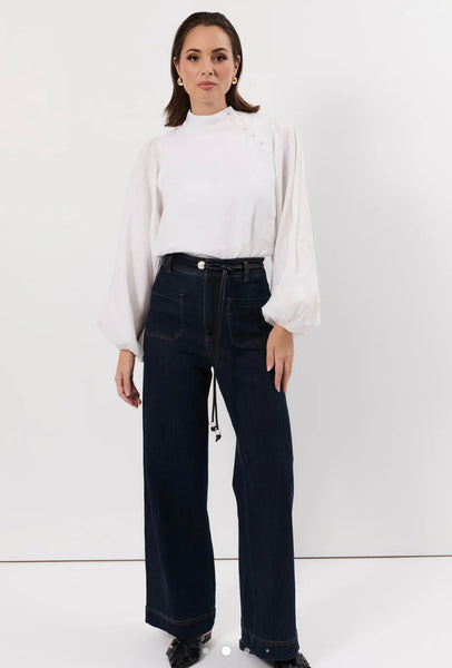 Reign linen Top-White
