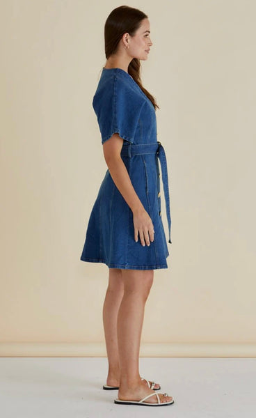 Fiori Denim Dress - Mid Wash