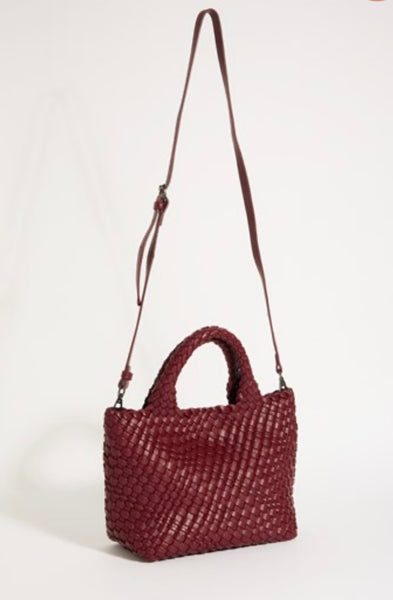 Lilah Woven Mini Tote-Burgandy