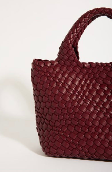 Lilah Woven Mini Tote-Burgandy