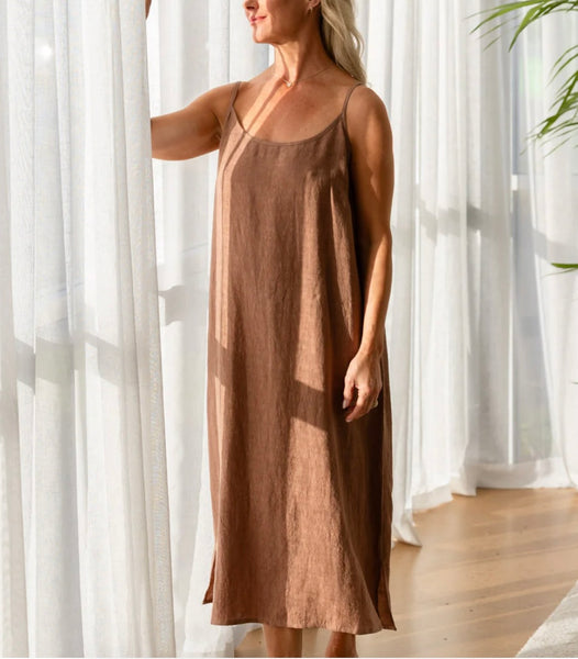 Midi Linen Slip Dress