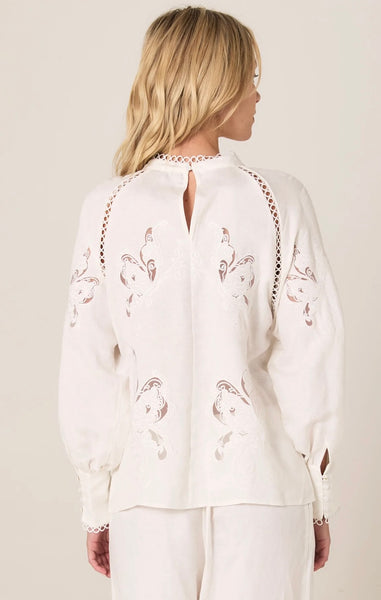 Aven Embroidered Blouse - White