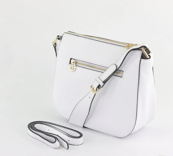 Ingrid pebbled leather shoulder bag white