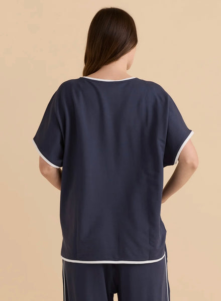 Clara Tee - Petrol/White