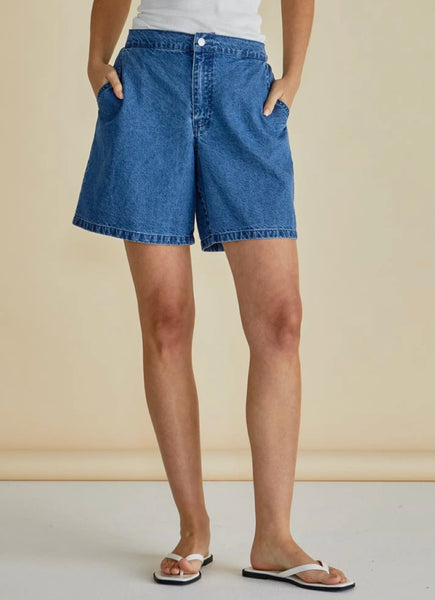 Breeze Relaxed Denim Shorts - Dark Blue