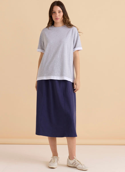 Boyfriend Tee-Grey Marle