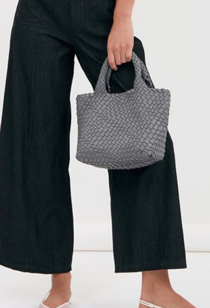 Lilah Woven Mini Tote-Grey