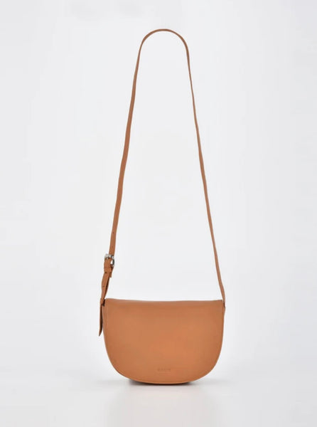 Louise Leather Flap over Crossbody Bag-Tan