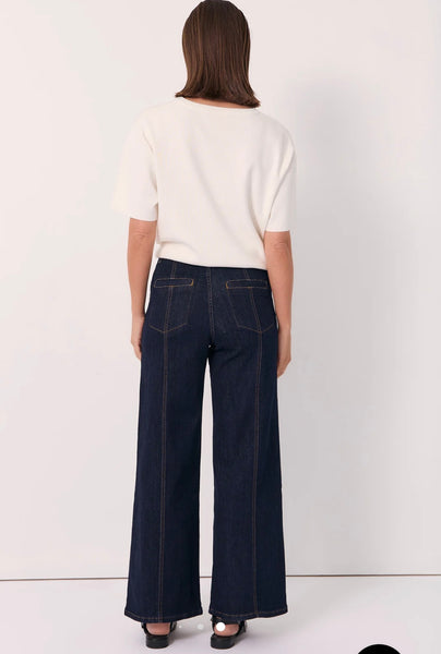 Adele Wide Leg Jeans-Dark Denim