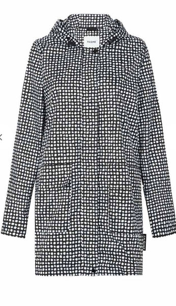 RECYCLED 3/4 WOMENS RAINCOAT - BLACK DALMATIAN