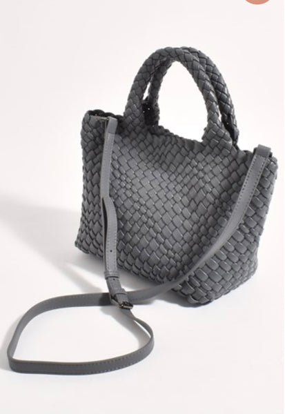 Lilah Woven Mini Tote-Grey