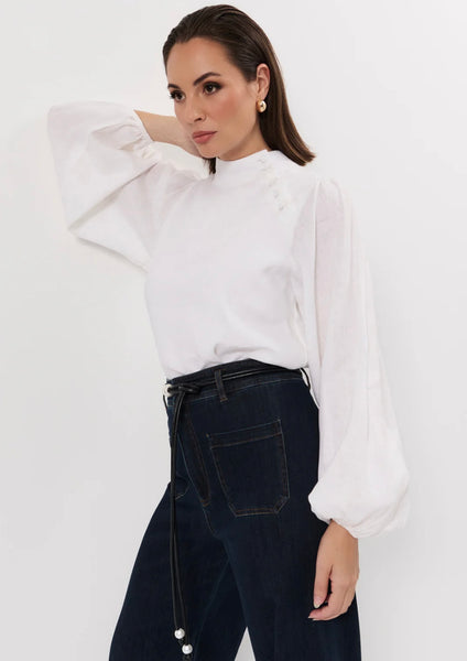 Reign linen Top-White