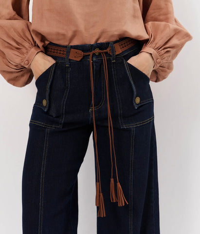 Suede Cut Out Tassel Belt Chocolate