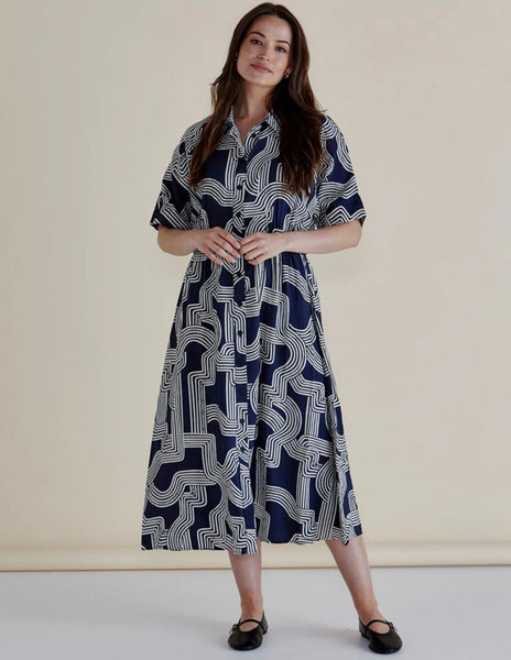 Skye Dress - Navy Geo