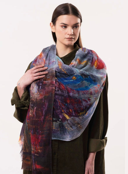 Umbrella Girl Wool Silk Scarf
