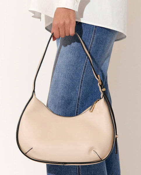 Cecelia Contrast Stitch Cresent Shoulder Bag