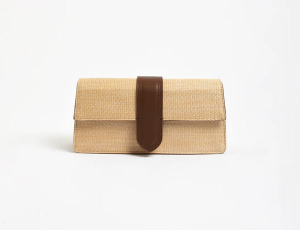 Woven Fold Over  Bag-Natural