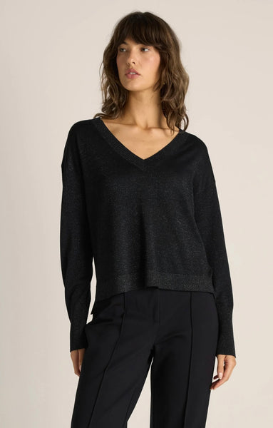 Oriane Sparkle V-Neck Knit - Black