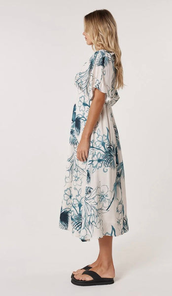 Solstice Palms Midi Dress - Palm Print