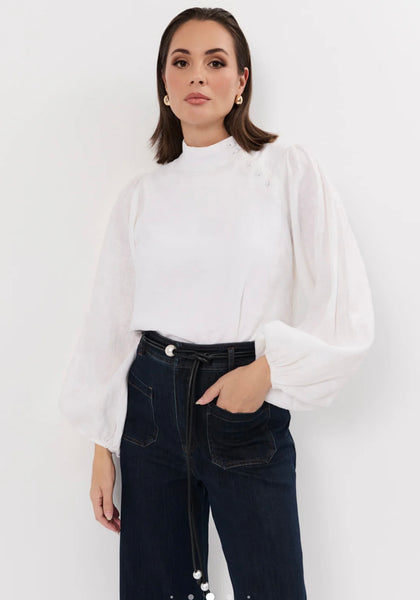 Reign linen Top-White