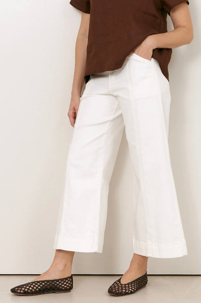 Adele Wide Leg Cropped Jean-White
