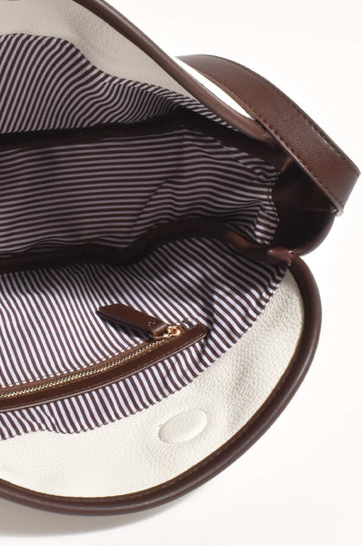 Claudia Saddle Handbag-Cream Chocolate