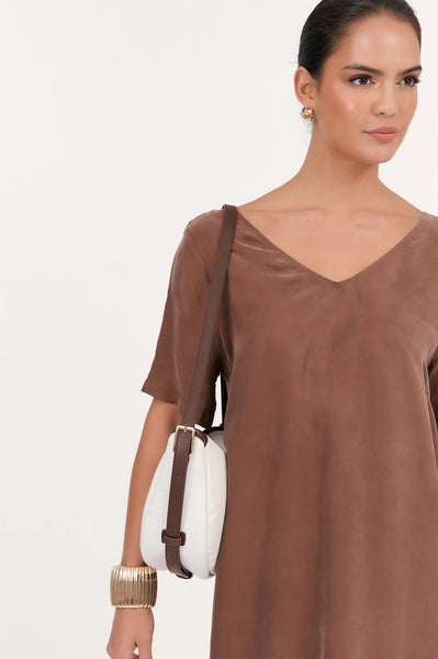 Claudia Saddle Handbag-Cream Chocolate