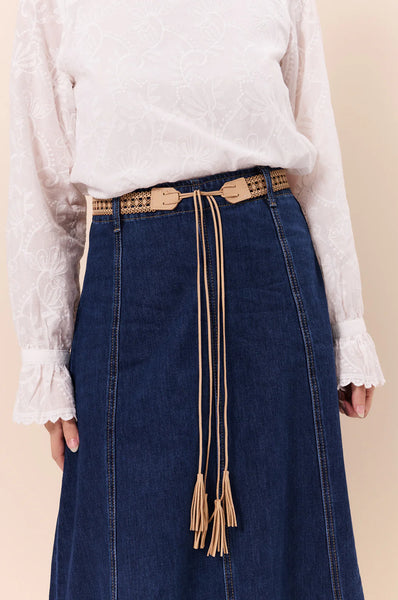 Suede Cut Out Tassel Belt