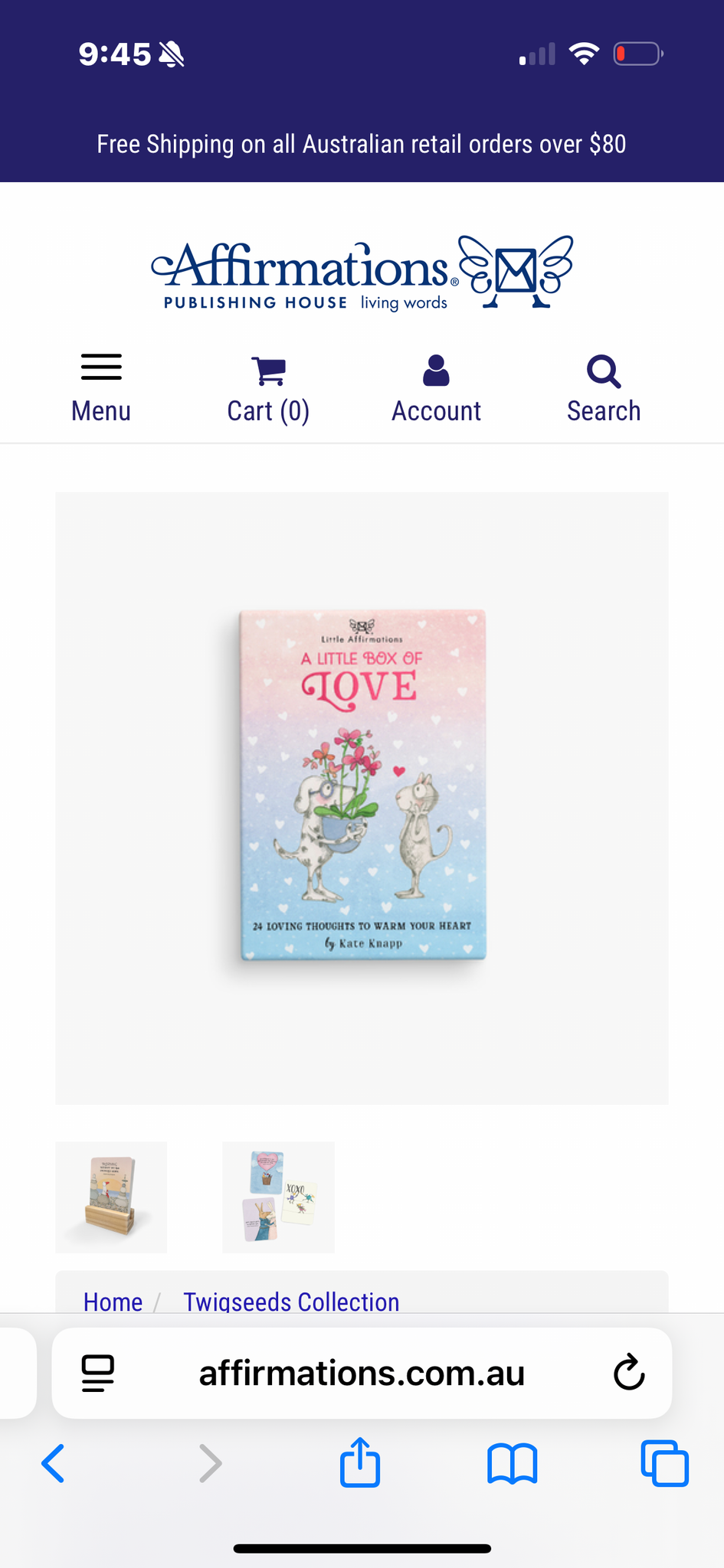 Love- 24 affirmation cards + stand