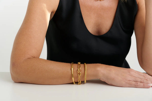 Alexia- Gold plate stainless steel twist cuff bracelet