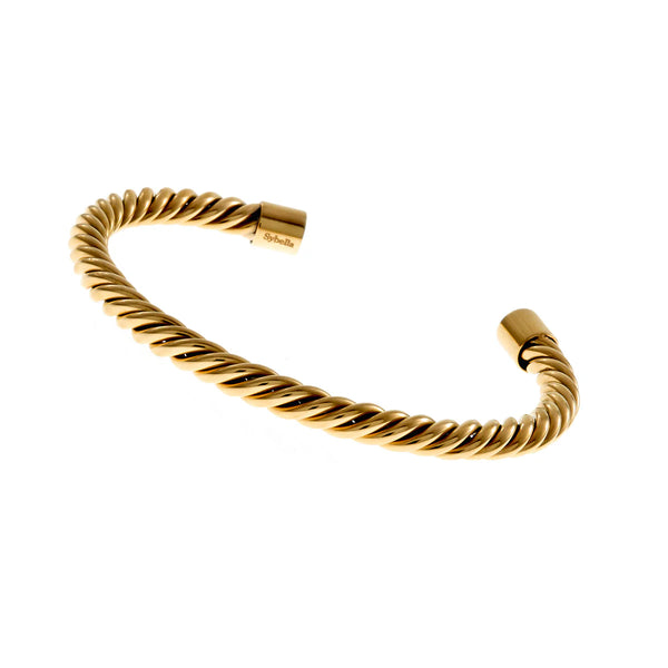 Alexia- Gold plate stainless steel twist cuff bracelet