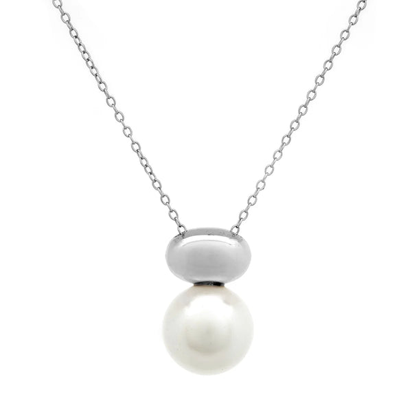 Tasmin-Rhodium and White Pearl Necklace