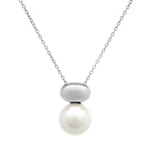 Tasmin-Rhodium and White Pearl Necklace
