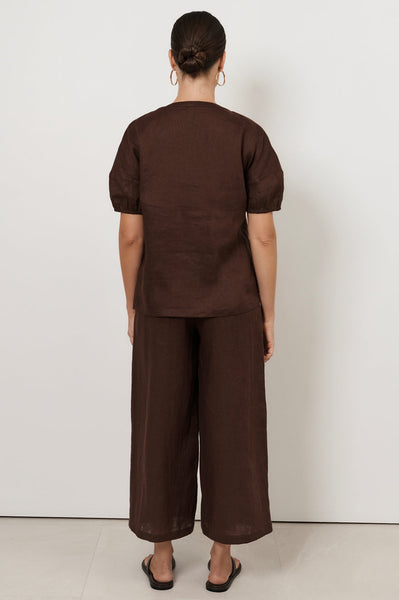 Maura Tie Detail Top-Chocolate