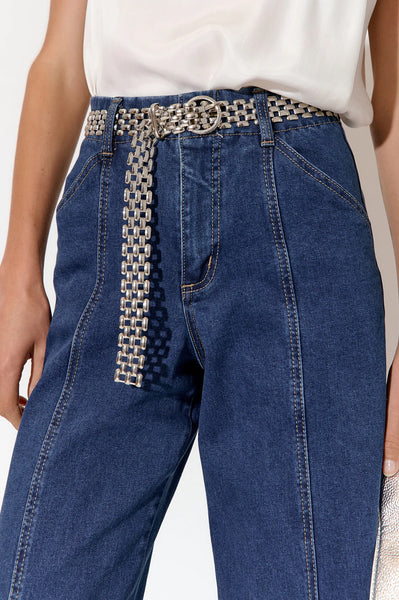 Metal Chain Link Belt Silver